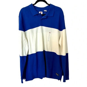 Levi’s Men’s Long Sleeve Blue & White Color Block Cotton Polo Size XL NWT